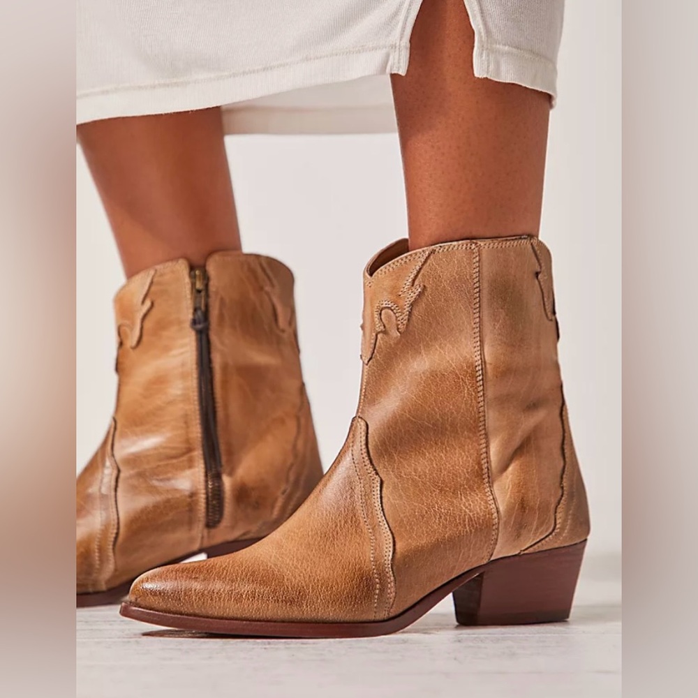 Free People New Frontier Boots in Distressed Tan